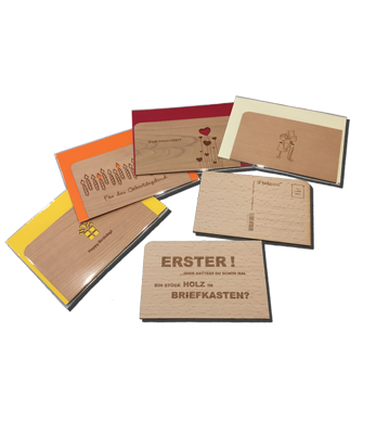 Postkarten und Grußkarten aus Holz